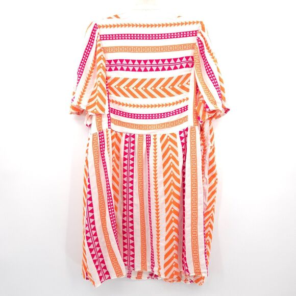 Old Navy Jacquard Mini Swing Dress Size 2X Aztec print orange pink Boho - Picture 7 of 7
